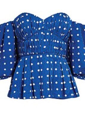 Self-Portrait Polka Dot Peplum Top